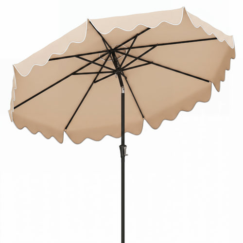 9 Feet Patio Umbrella, Crank Handle, Push Button Tilt, Beige