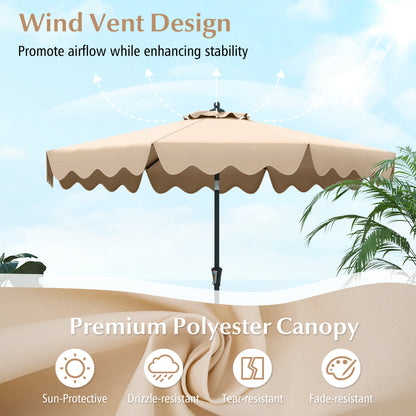 9 Feet Patio Umbrella, Crank Handle, Push Button Tilt, Beige Outdoor Umbrellas at Gallery Canada