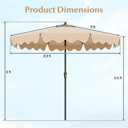 9 Feet Patio Umbrella, Crank Handle, Push Button Tilt, Beige Outdoor Umbrellas at Gallery Canada