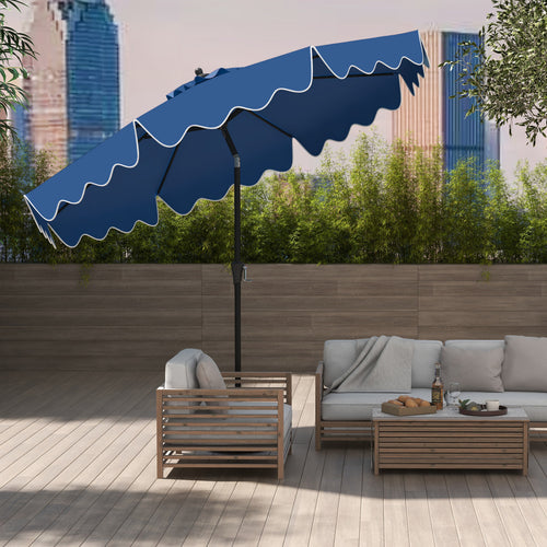 9 Feet Patio Umbrella, Crank Handle, Push Button Tilt, Navy
