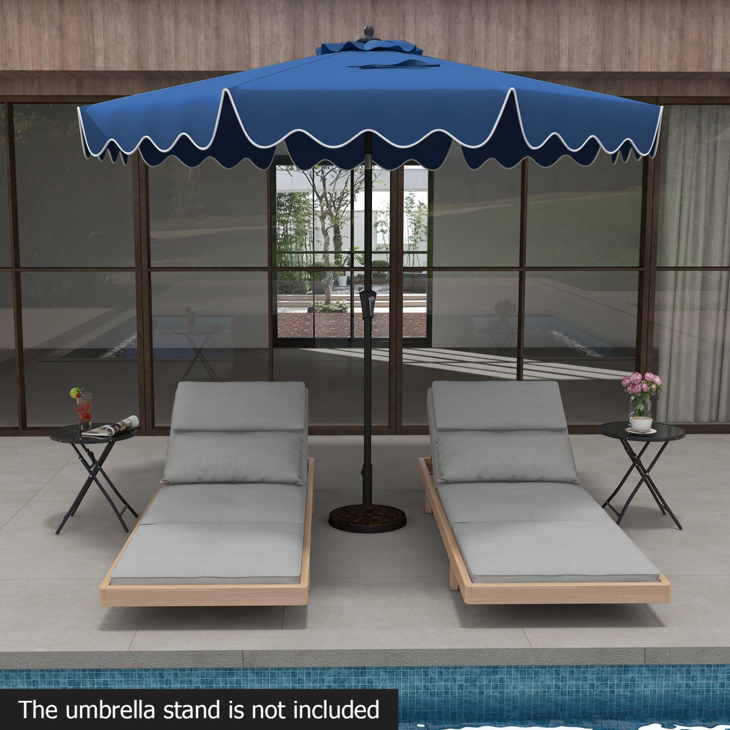 9 Feet Patio Umbrella, Crank Handle, Push Button Tilt, Navy Outdoor Umbrellas at Gallery Canada