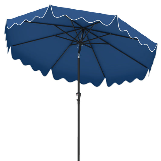 9 Feet Patio Umbrella, Crank Handle, Push Button Tilt, Navy Outdoor Umbrellas Navy at Gallery Canada