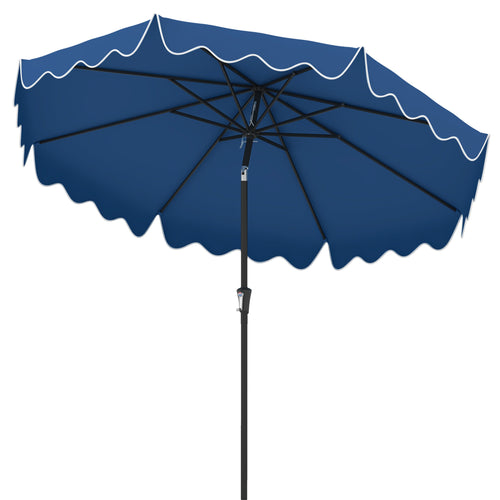 9 Feet Patio Umbrella, Crank Handle, Push Button Tilt, Navy