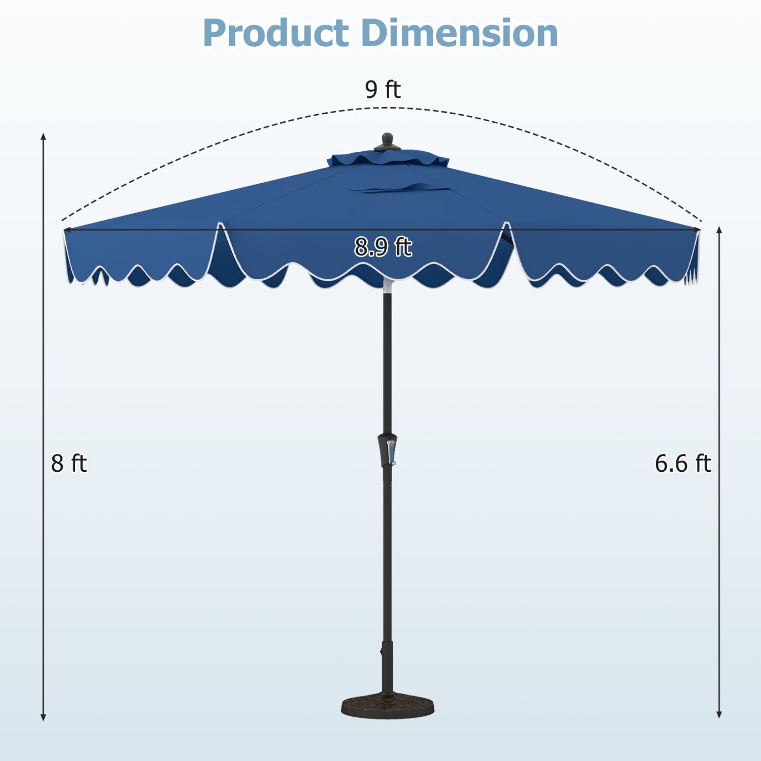 9 Feet Patio Umbrella, Crank Handle, Push Button Tilt, Navy Outdoor Umbrellas at Gallery Canada