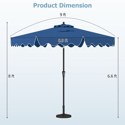 9 Feet Patio Umbrella, Crank Handle, Push Button Tilt, Navy Outdoor Umbrellas at Gallery Canada