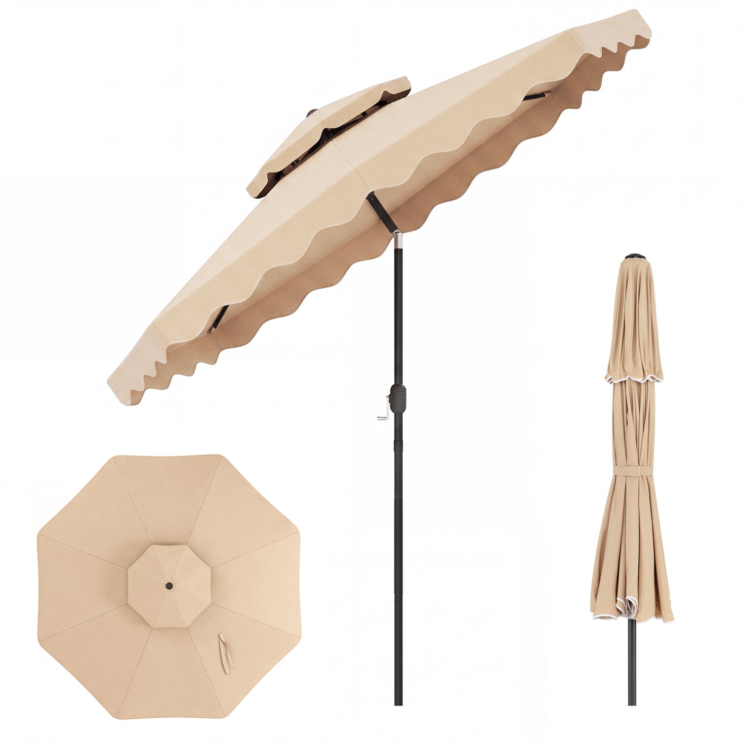 9 Ft Patio Umbrella With Push Button Tilt, Beige Outdoor Umbrellas at Gallery Canada