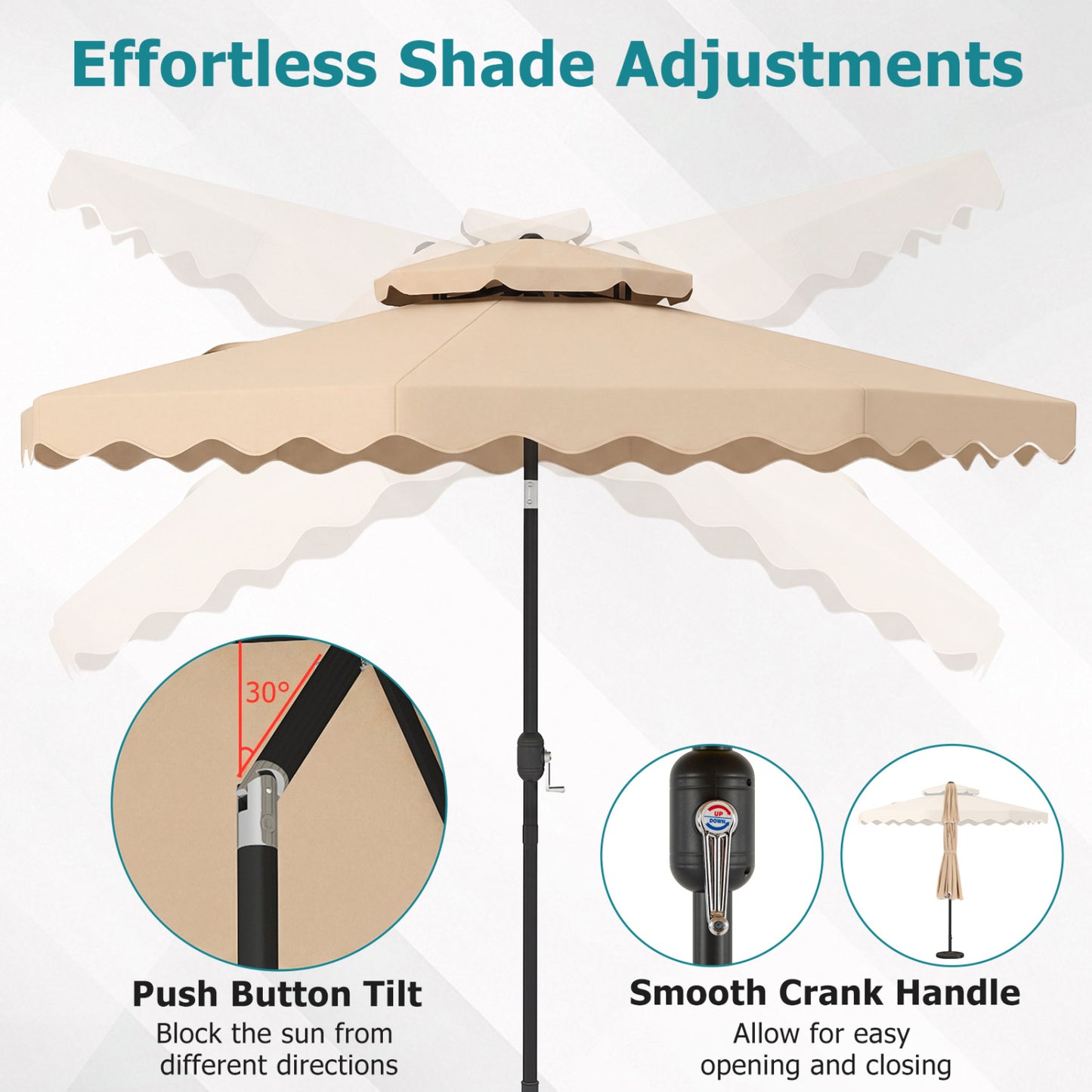 9 Ft Patio Umbrella With Push Button Tilt, Beige Outdoor Umbrellas at Gallery Canada