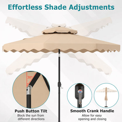9 Ft Patio Umbrella With Push Button Tilt, Beige Outdoor Umbrellas at Gallery Canada