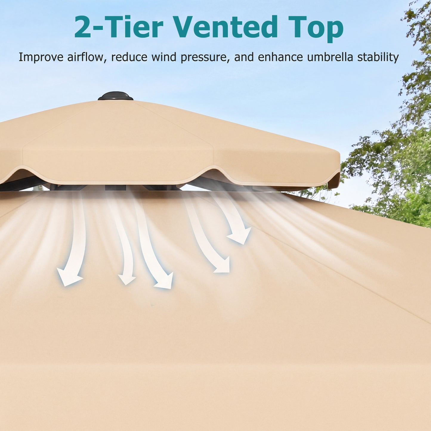 9 Ft Patio Umbrella With Push Button Tilt, Beige Outdoor Umbrellas at Gallery Canada