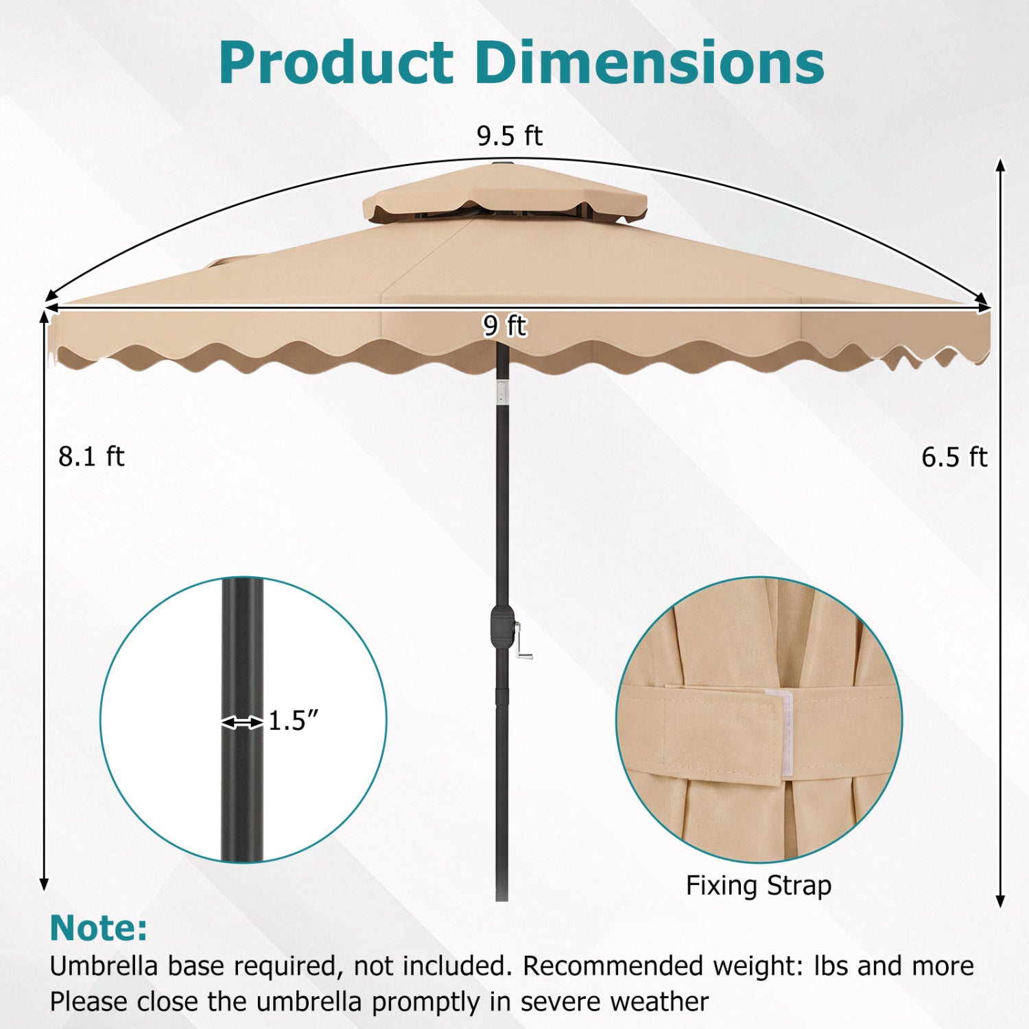 9 Ft Patio Umbrella With Push Button Tilt, Beige Outdoor Umbrellas at Gallery Canada