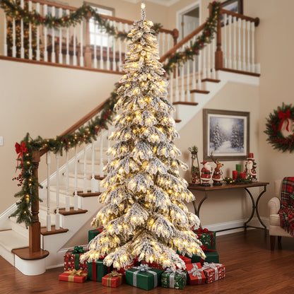 9 Feet Pre-Lit Artificial Xmas Tree Hinged Xmas Tree with Quick Power Connectors Christmas Tree at Gallery Canada