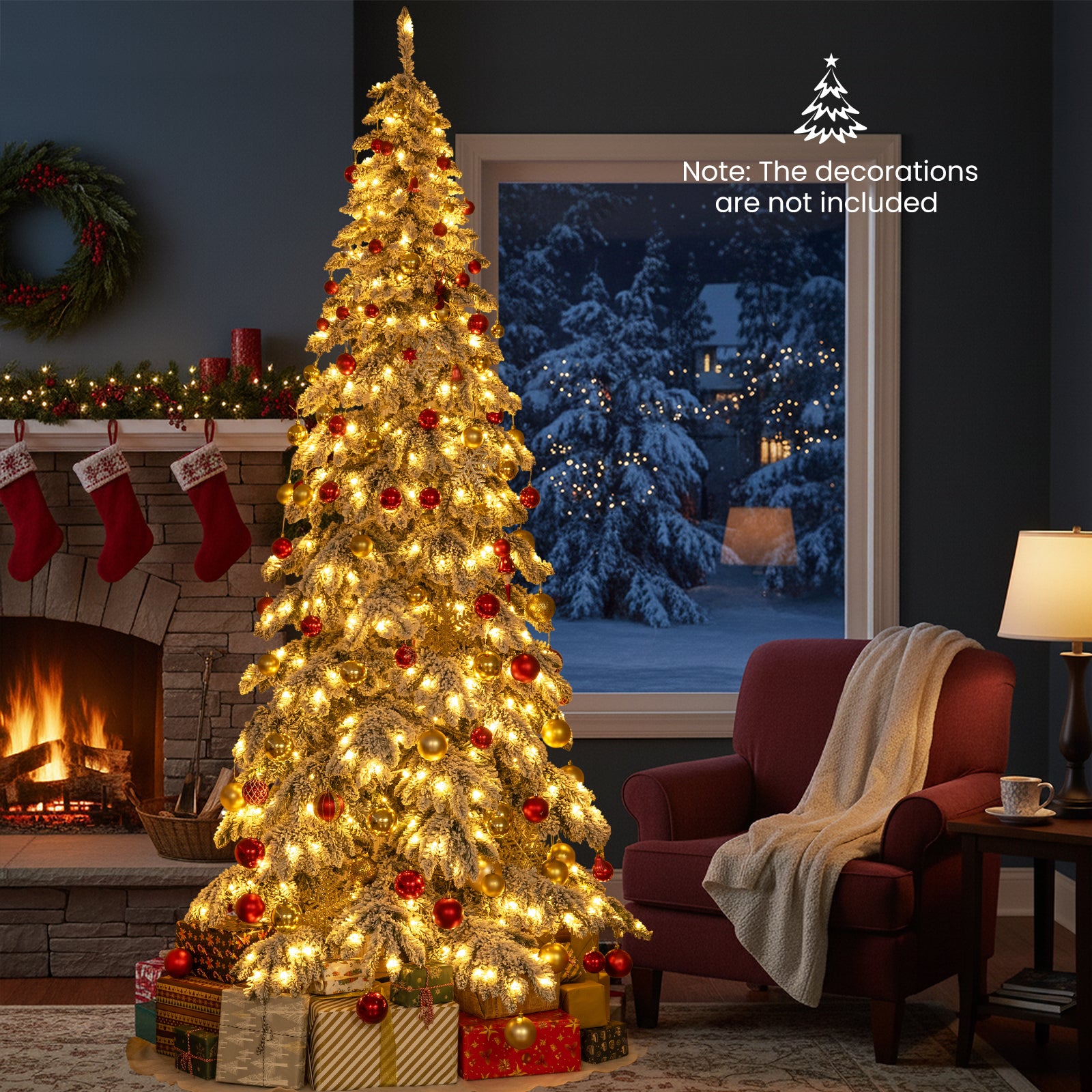 9 Feet Pre-Lit Artificial Xmas Tree Hinged Xmas Tree with Quick Power Connectors Christmas Tree at Gallery Canada