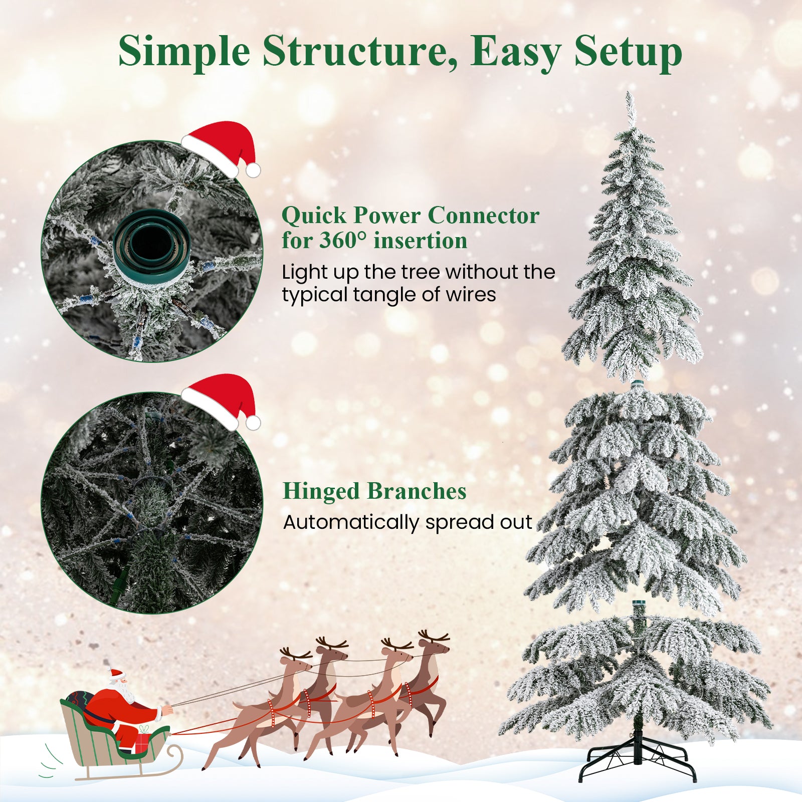 9 Feet Pre-Lit Artificial Xmas Tree Hinged Xmas Tree with Quick Power Connectors Christmas Tree at Gallery Canada