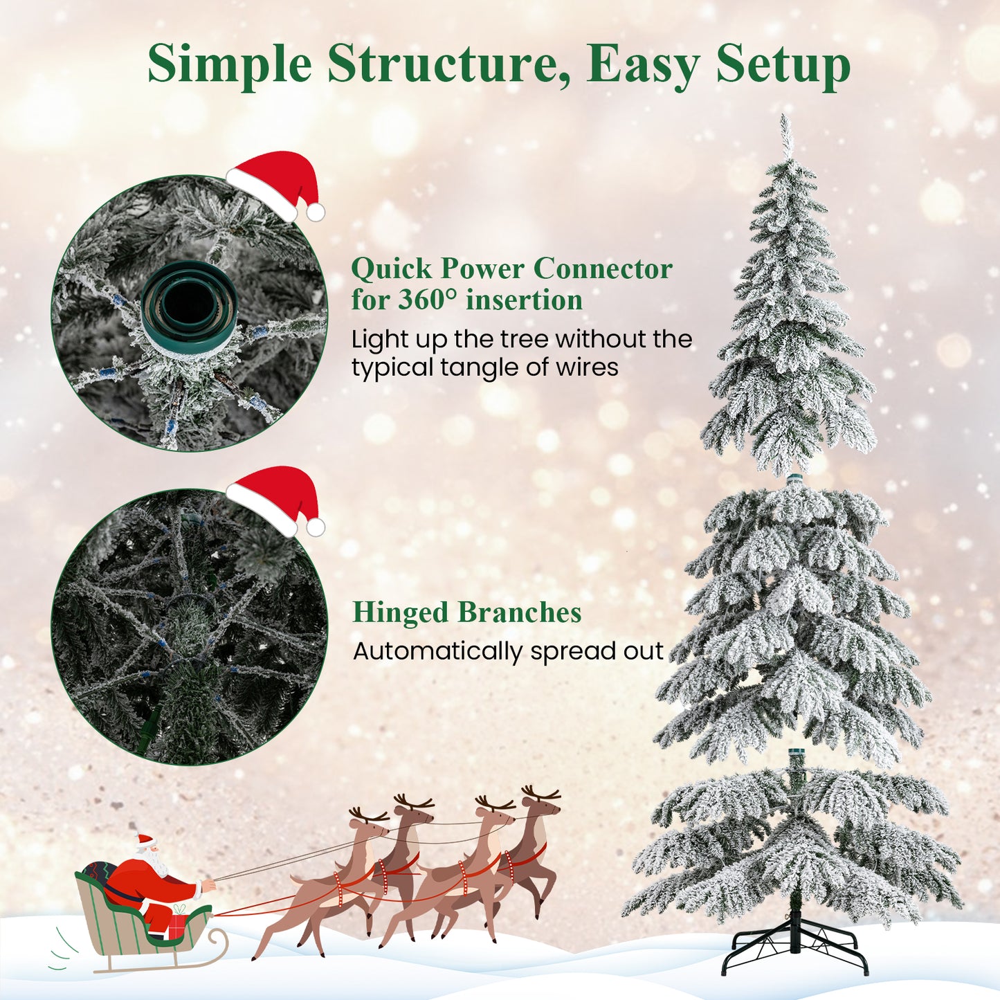 9 Feet Pre-Lit Artificial Xmas Tree Hinged Xmas Tree with Quick Power Connectors Christmas Tree at Gallery Canada