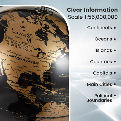 9-Inch Metallic Black World Globe with Metal Stand, Golden Learning Toys at Gallery Canada