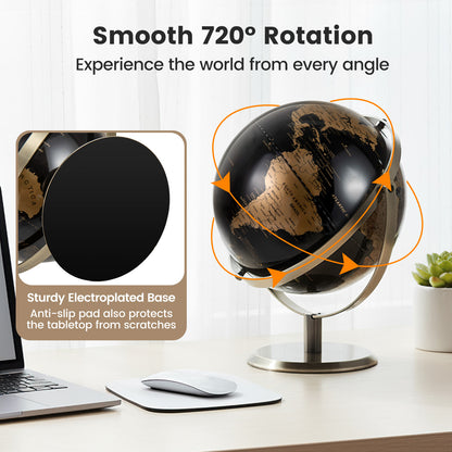 9-Inch Metallic Black World Globe with Metal Stand, Golden Learning Toys at Gallery Canada