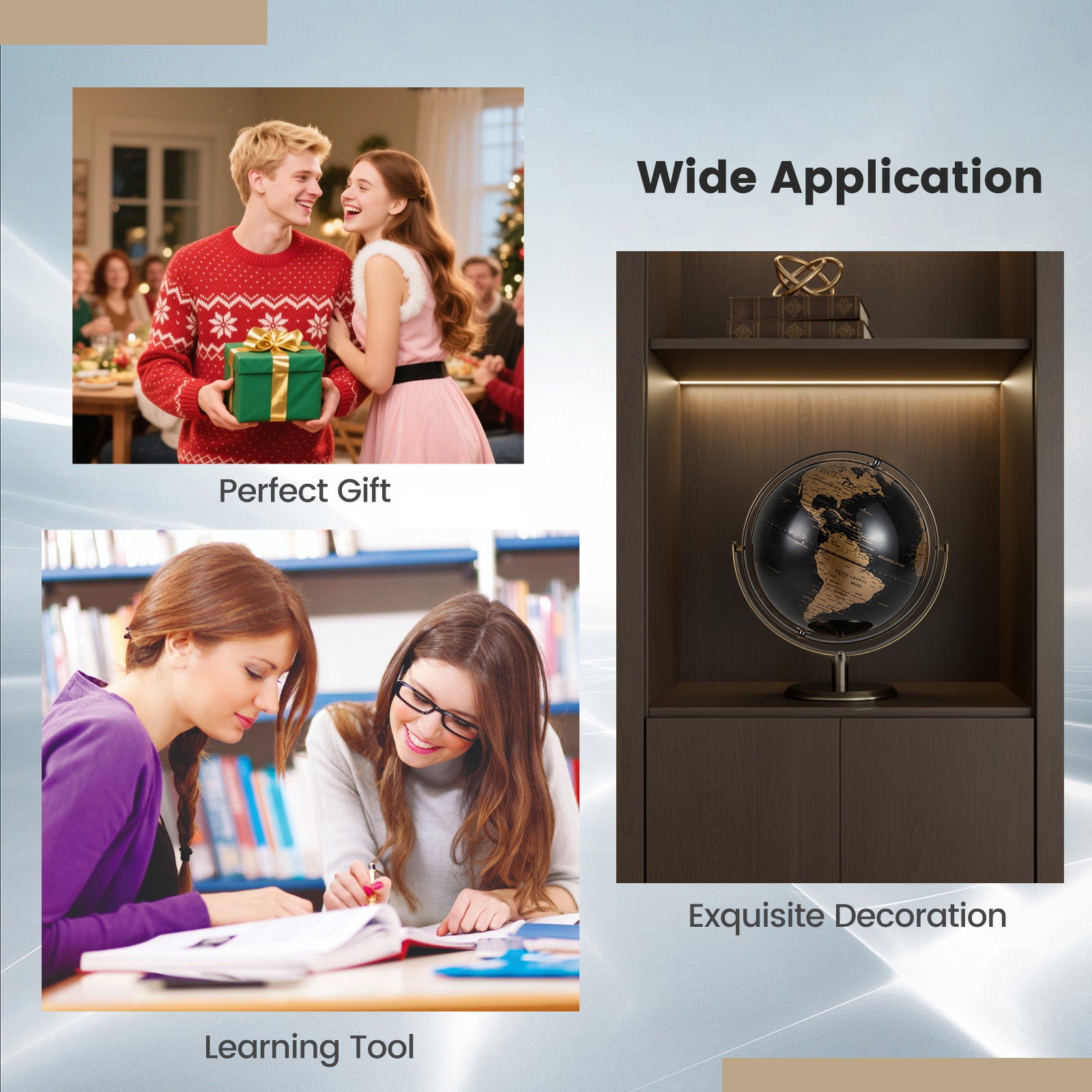 9-Inch Metallic Black World Globe with Metal Stand, Golden Learning Toys at Gallery Canada