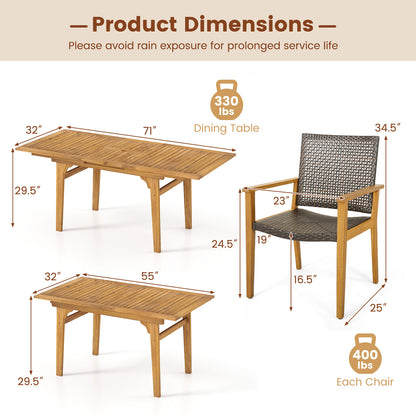 9-Piece Expandable Patio Dining Set, Natural Patio Dining Sets at Gallery Canada