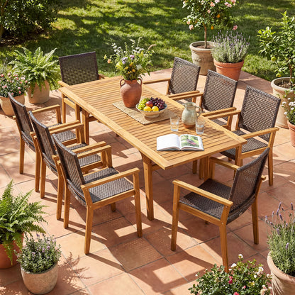 9-Piece Expandable Patio Dining Set, Natural Patio Dining Sets at Gallery Canada