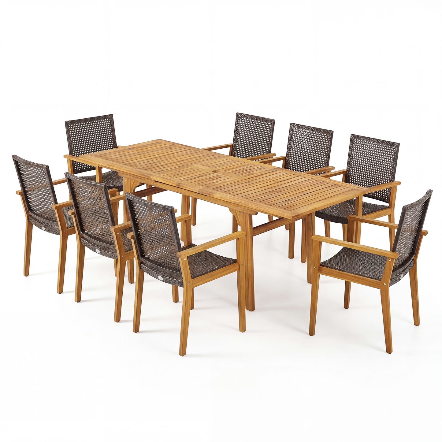 9-Piece Expandable Patio Dining Set, Natural Patio Dining Sets at Gallery Canada
