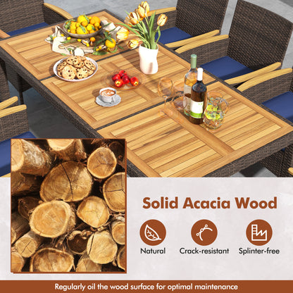 9 Piece Outdoor Dining Set, Acacia Wood Table Top, Navy Patio Dining Sets at Gallery Canada