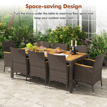 9 Piece Outdoor Dining Set, Acacia Wood Table Top, Navy Patio Dining Sets at Gallery Canada
