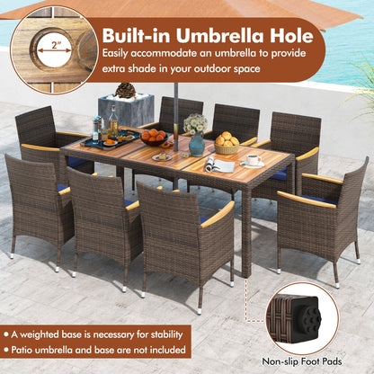 9 Piece Outdoor Dining Set, Acacia Wood Table Top, Navy Patio Dining Sets at Gallery Canada