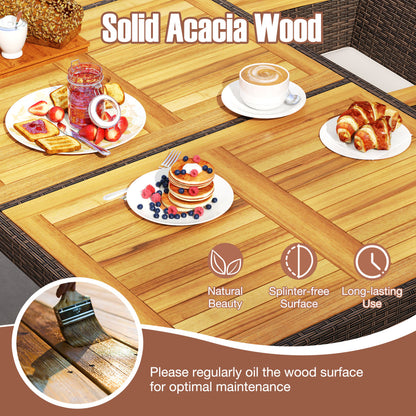 9 Piece Outdoor Dining Set, Acacia Wood Table Top, Beige Patio Dining Sets at Gallery Canada