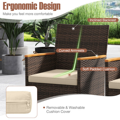 9 Piece Outdoor Dining Set, Acacia Wood Table Top, Beige Patio Dining Sets at Gallery Canada
