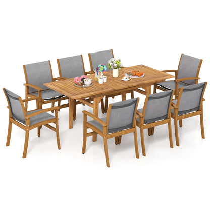 Acacia Wood Patio Dining Set, 9 Pieces, For 6-8, Gray Patio Dining Sets at Gallery Canada