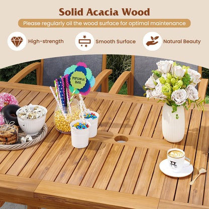 Acacia Wood Patio Dining Set, 9 Pieces, For 6-8, Gray Patio Dining Sets at Gallery Canada