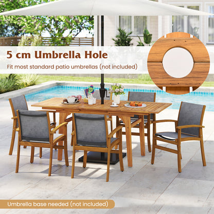 Acacia Wood Patio Dining Set, 9 Pieces, For 6-8, Gray Patio Dining Sets at Gallery Canada