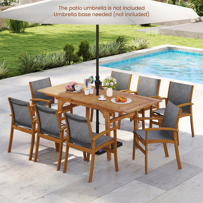Acacia Wood Patio Dining Set, 9 Pieces, For 6-8, Gray Patio Dining Sets at Gallery Canada