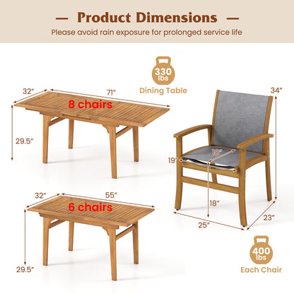 Acacia Wood Patio Dining Set, 9 Pieces, For 6-8, Gray Patio Dining Sets at Gallery Canada