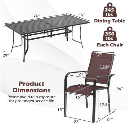 9 Piece Patio Dining Set, Rectangular Table, Stackable Chairs, Brown Patio Conversation Sets at Gallery Canada