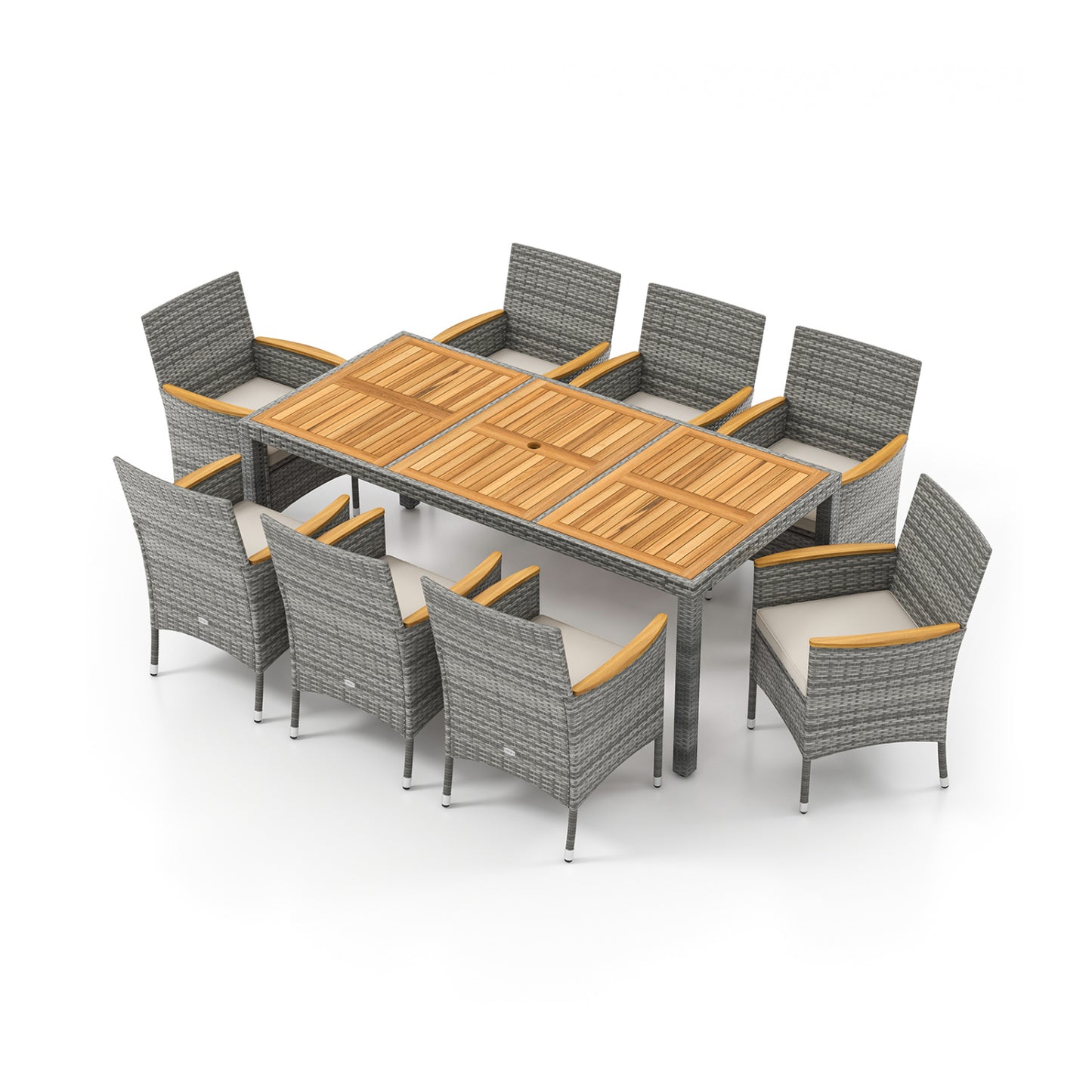 9-Piece Patio PE Wicker Dining Set, White Patio Dining Sets White at Gallery Canada