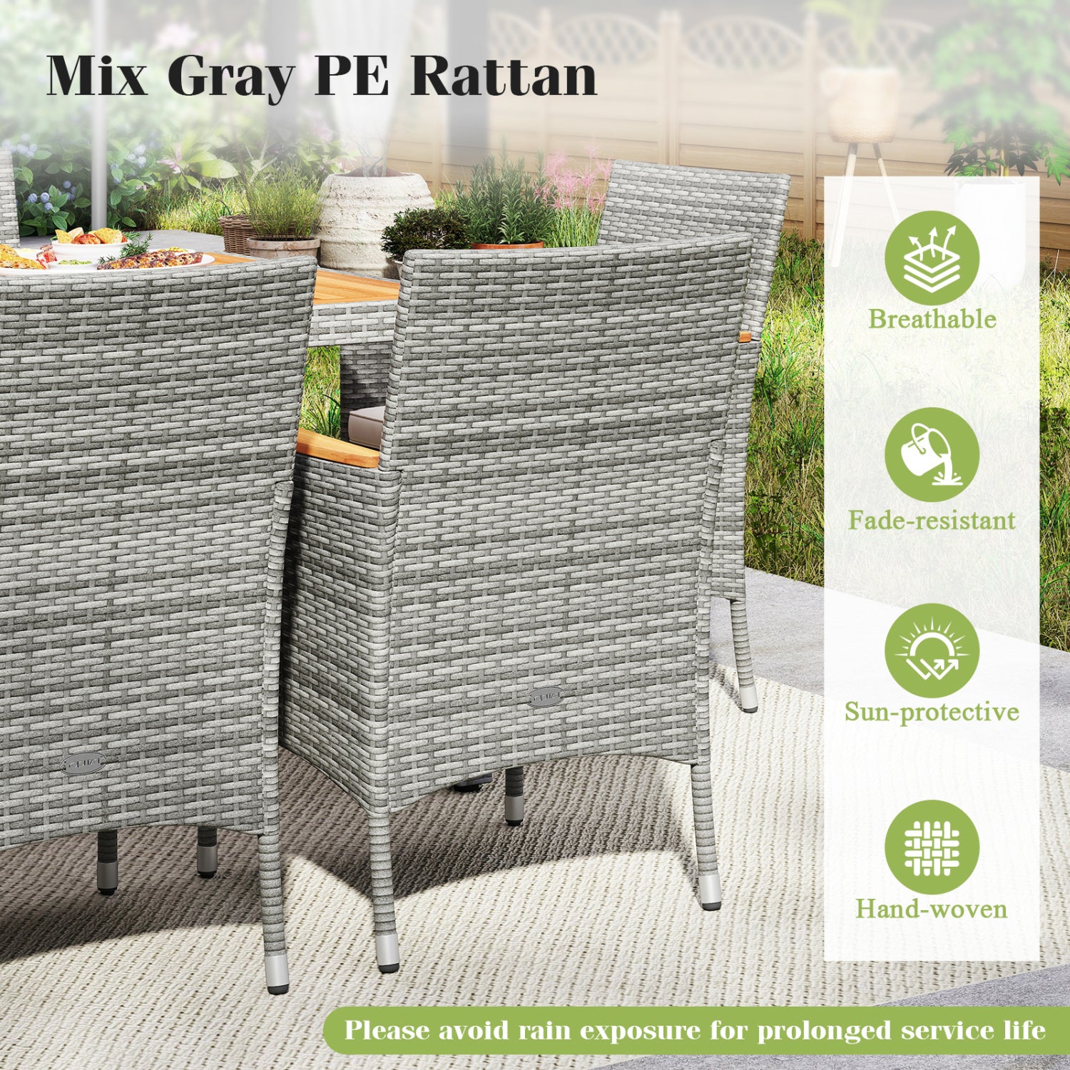 9-Piece Patio PE Wicker Dining Set, White Patio Dining Sets at Gallery Canada