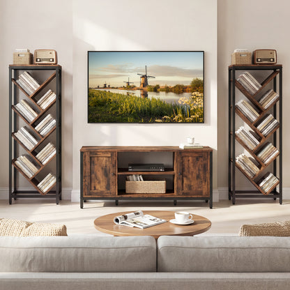 9-Tier Freestanding Bookcase, Rustic Brown Bookcases at Gallery Canada