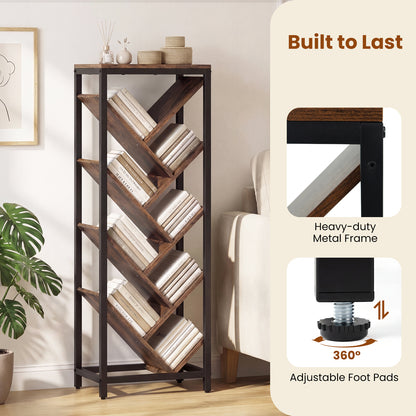 9-Tier Freestanding Bookcase, Rustic Brown Bookcases at Gallery Canada