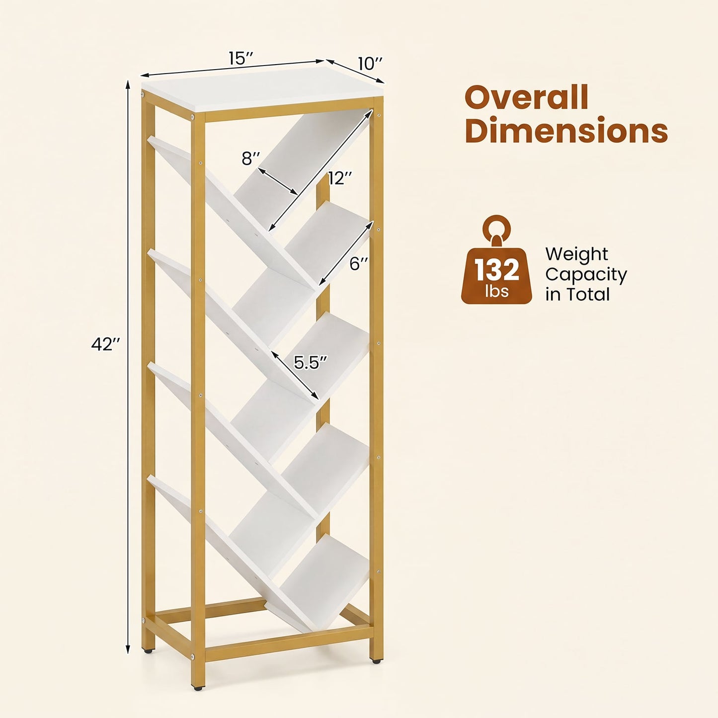9-Tier Freestanding Bookcase, White Bookcases at Gallery Canada
