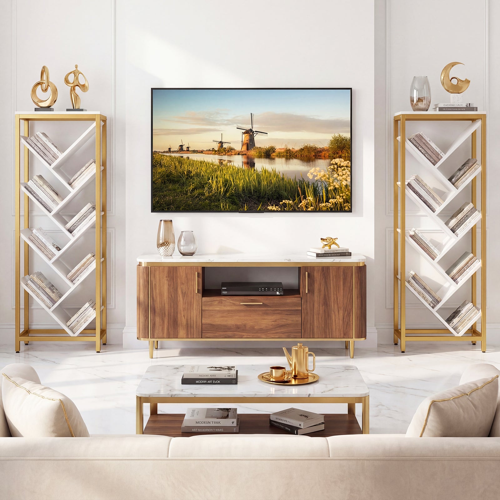 9-Tier Freestanding Bookcase, White Bookcases at Gallery Canada