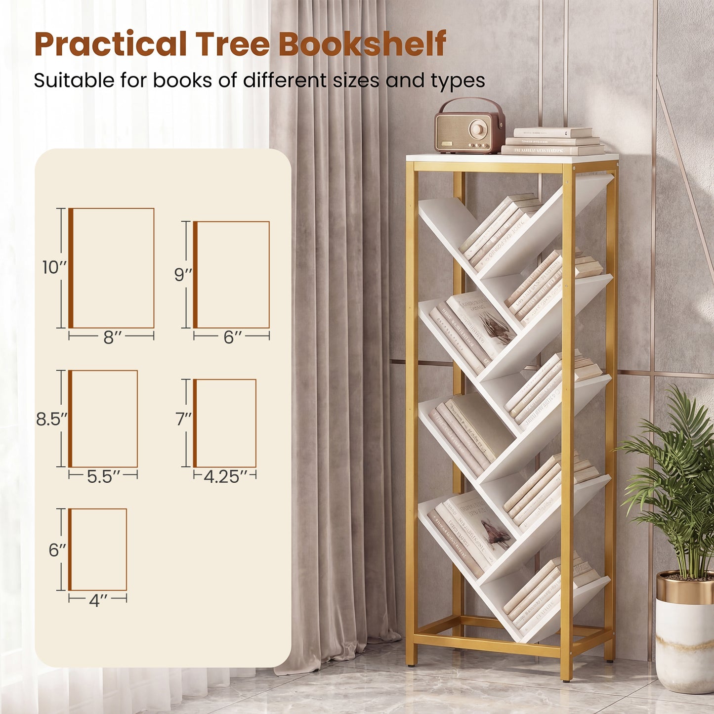 9-Tier Freestanding Bookcase, White Bookcases at Gallery Canada