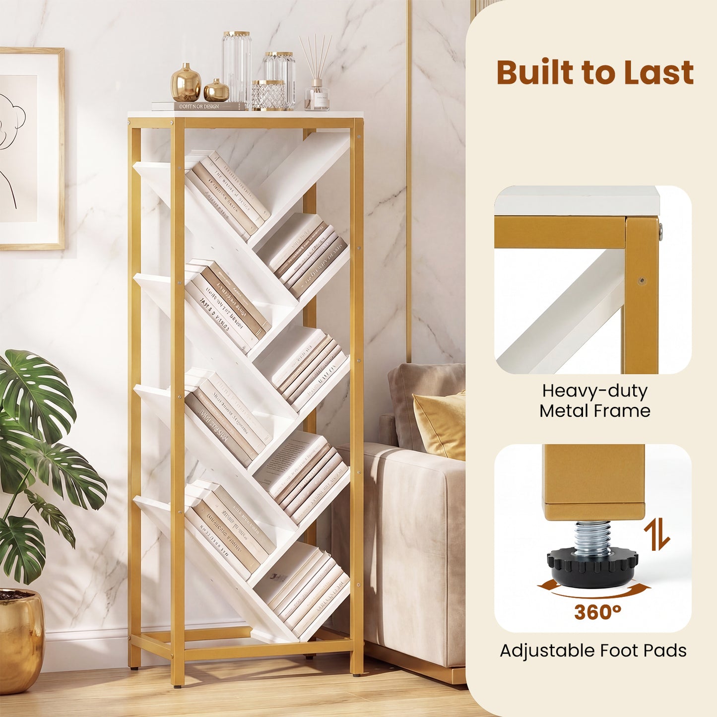9-Tier Freestanding Bookcase, White Bookcases at Gallery Canada