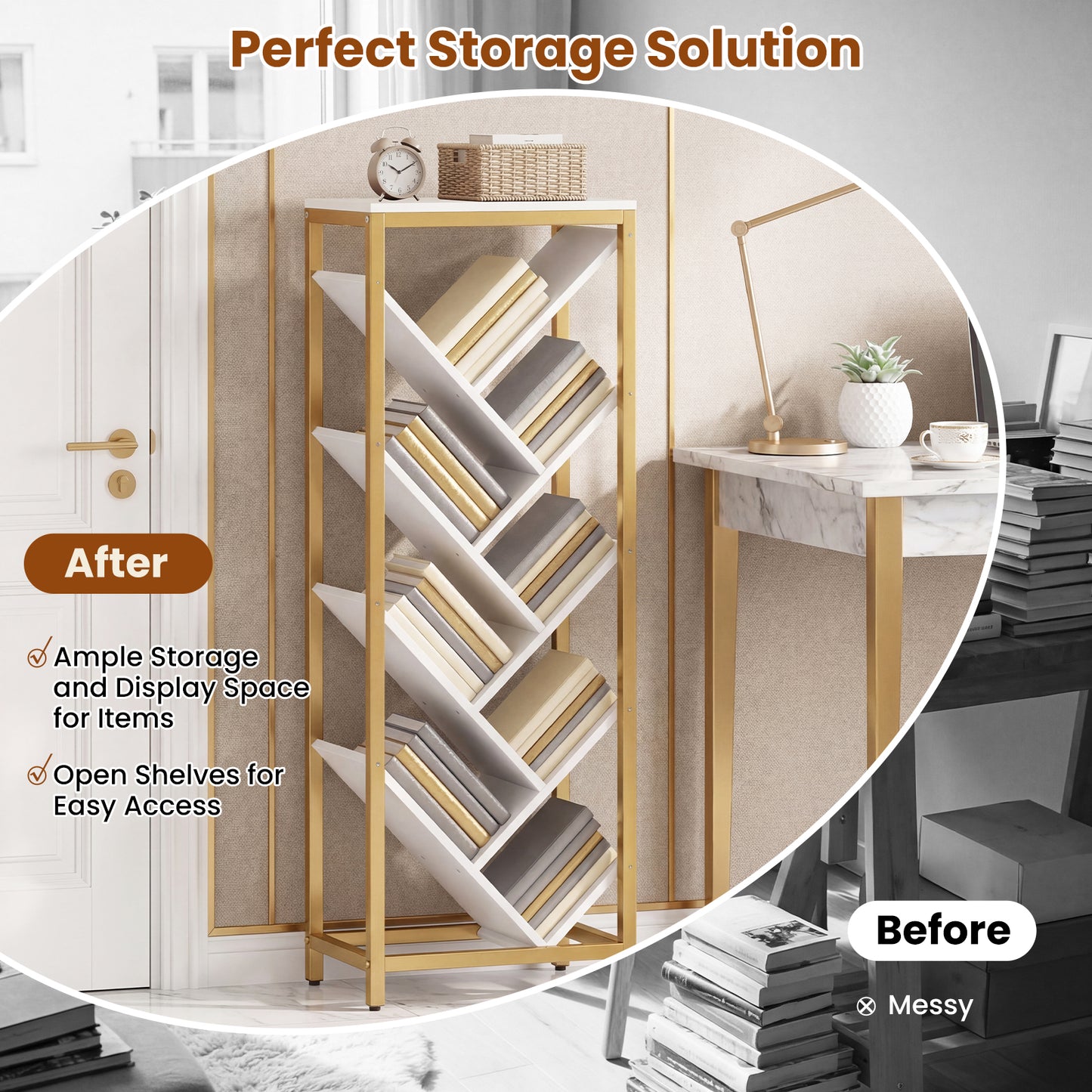 9-Tier Freestanding Bookcase, White Bookcases at Gallery Canada