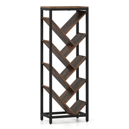 9-Tier Freestanding Bookcase, Rustic Brown Bookcases at Gallery Canada