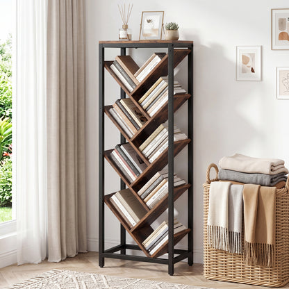 9-Tier Freestanding Bookcase, Rustic Brown Bookcases at Gallery Canada