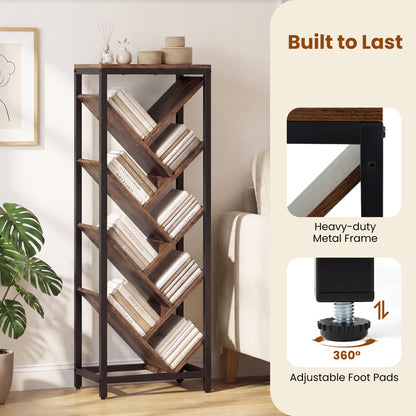 9-Tier Freestanding Bookcase, Rustic Brown Bookcases at Gallery Canada