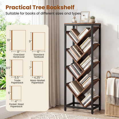 9-Tier Freestanding Bookcase, Rustic Brown Bookcases at Gallery Canada