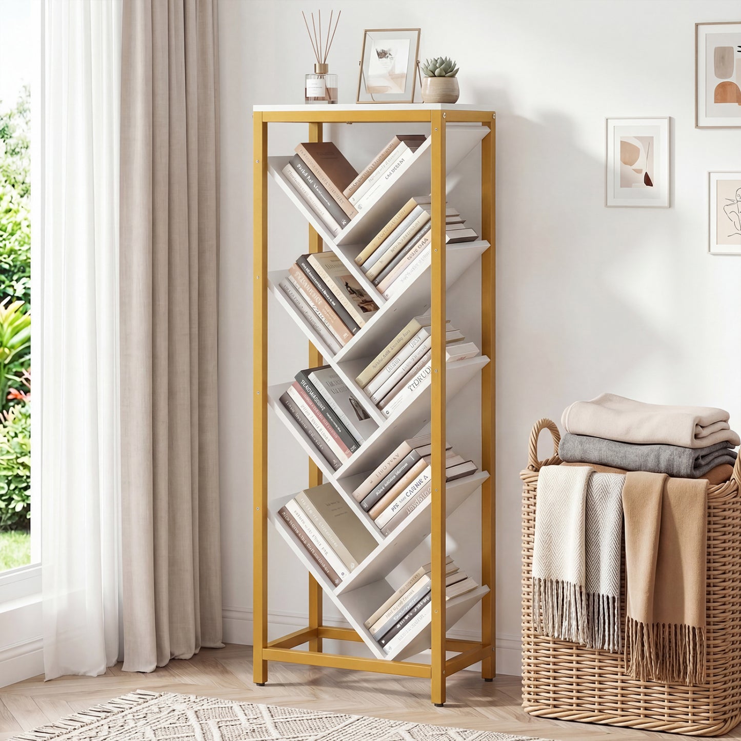 9-Tier Freestanding Bookcase, White Bookcases at Gallery Canada