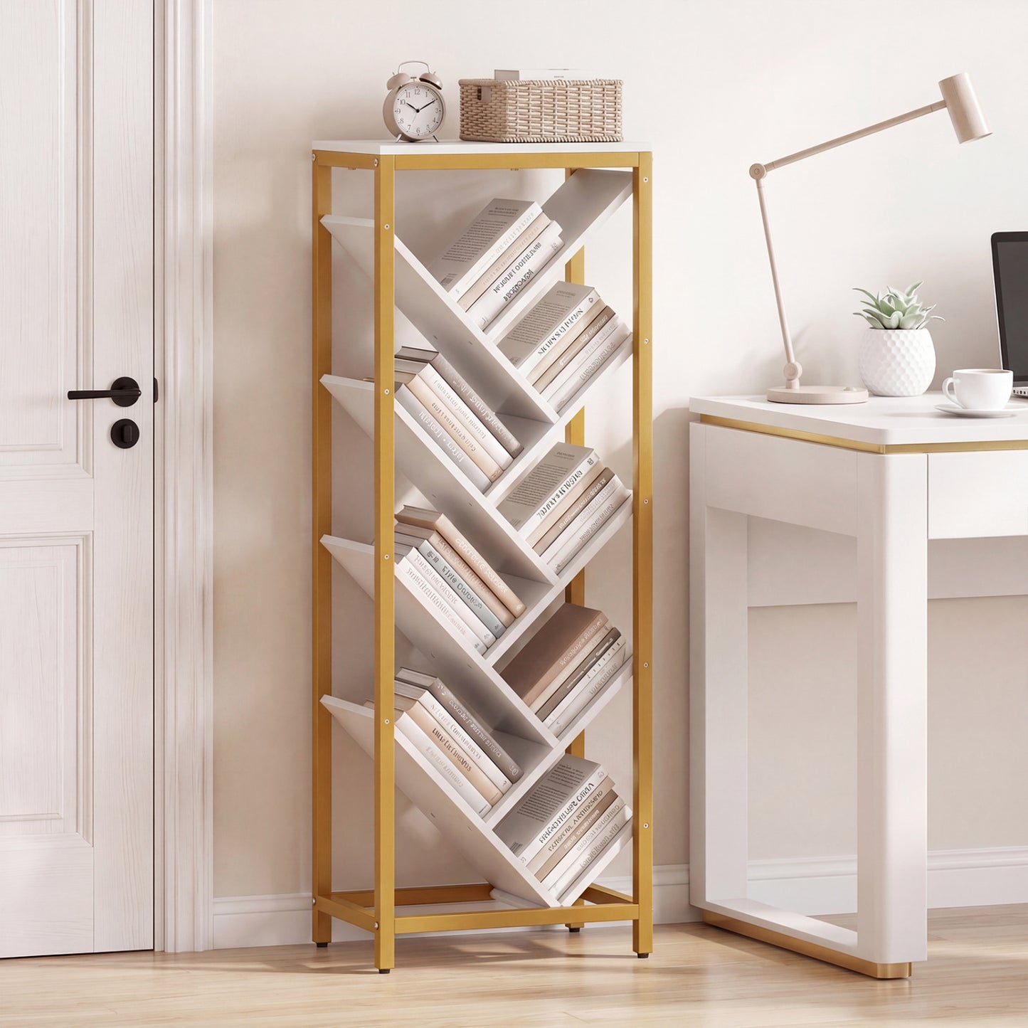 9-Tier Freestanding Bookcase, White Bookcases at Gallery Canada